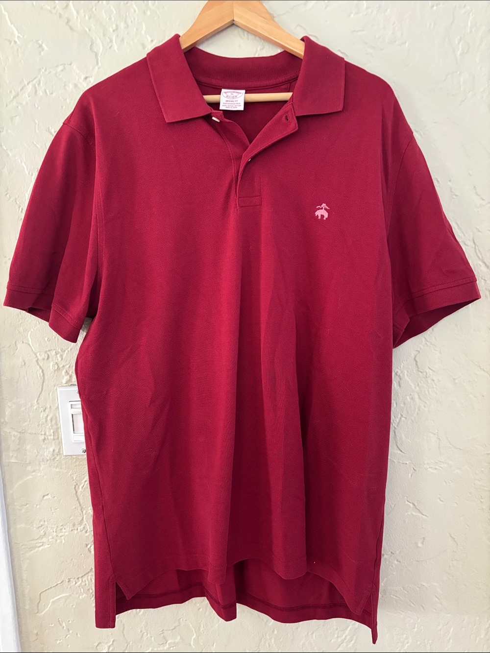 Brooks Brothers Men's Red Polo Shirt with Subtle Chest Emblem